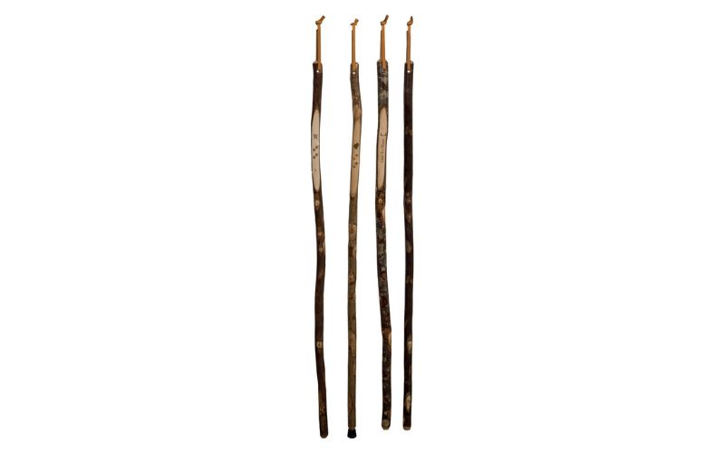 4 wood walking sticks with leather loop for hanging