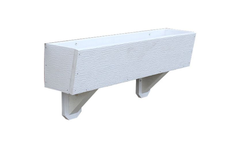 Large Poly Flower Box in white with fake wood grain