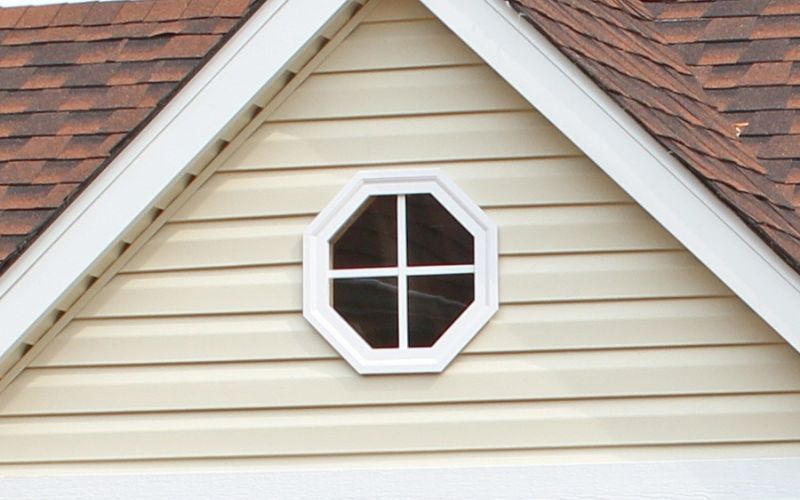 Close up of a Vinyl Octagon Window in white