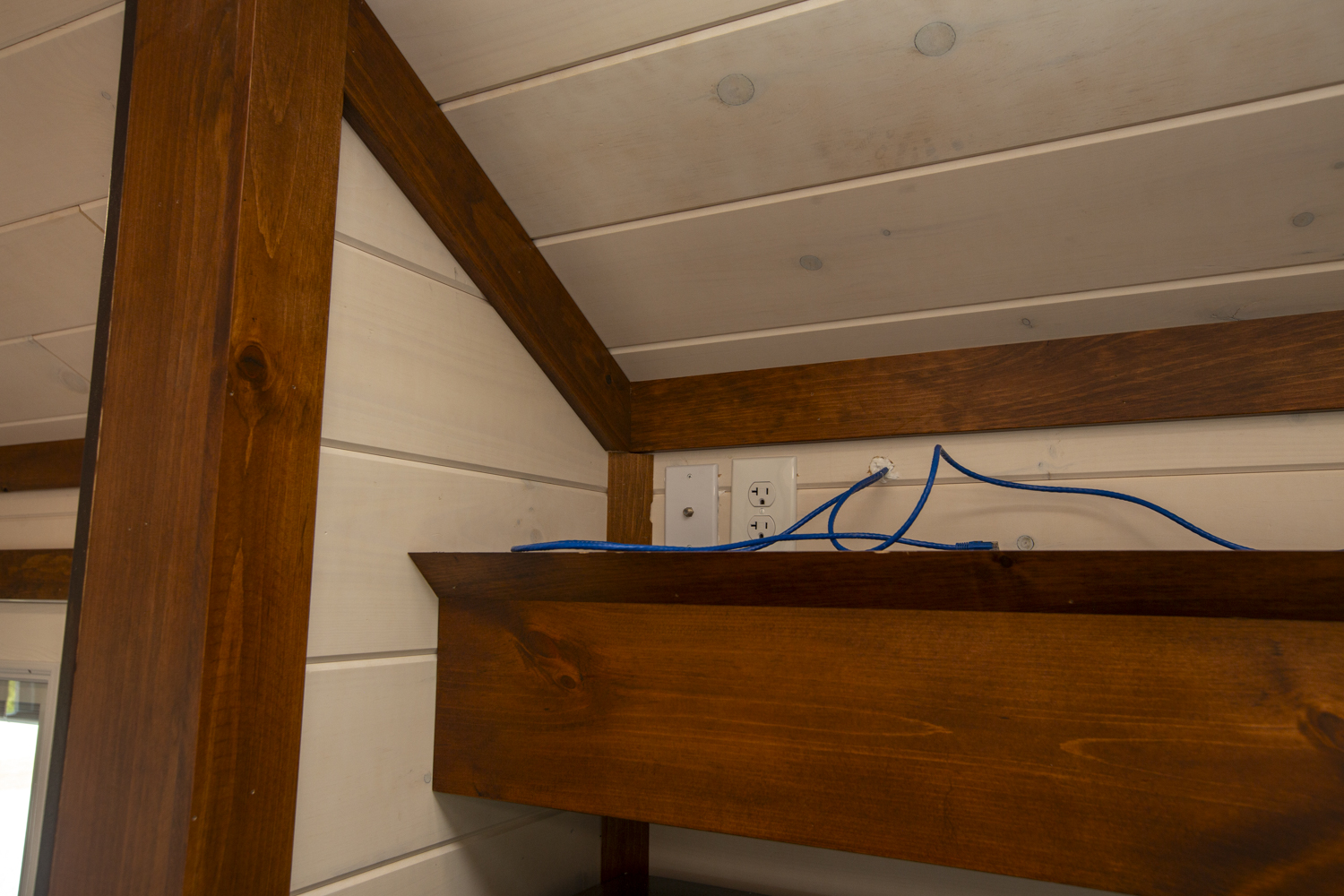 Close up of an ethernet and power outlet installed in a Santa Rosa Park Model.