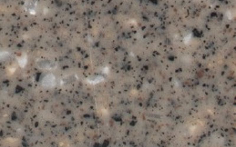 Close up of gray and black speckled Wallowa countertops.