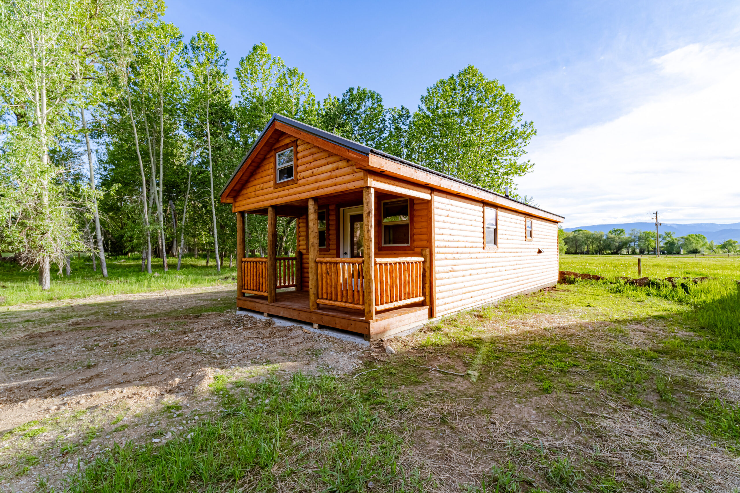 front and side view of a glacier cabin