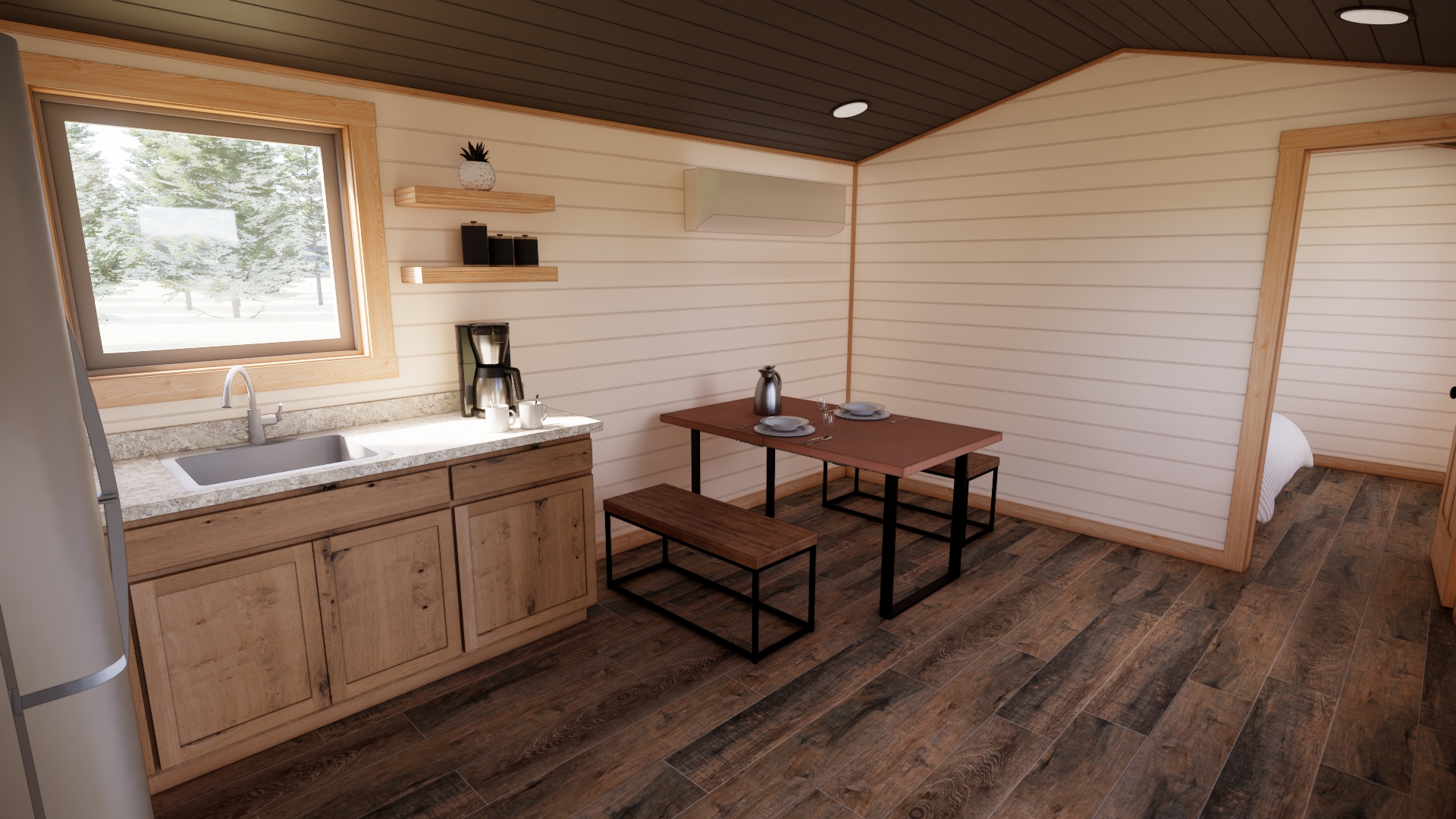 dining area and sink in living space of cascade park model
