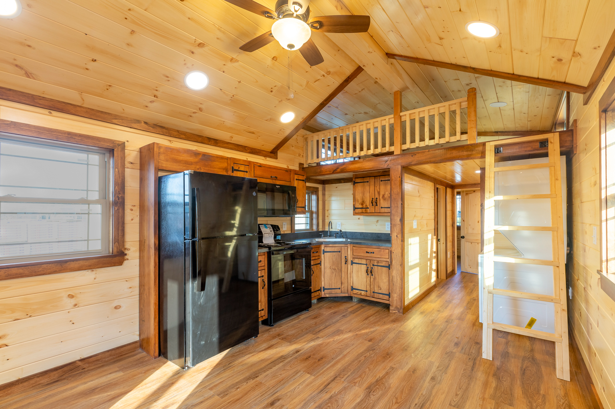 summit view living space with kitchen and loft space