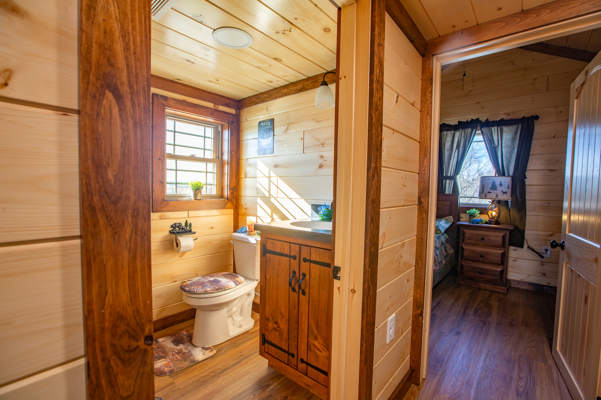 doors to bedroom and bathroom in park model