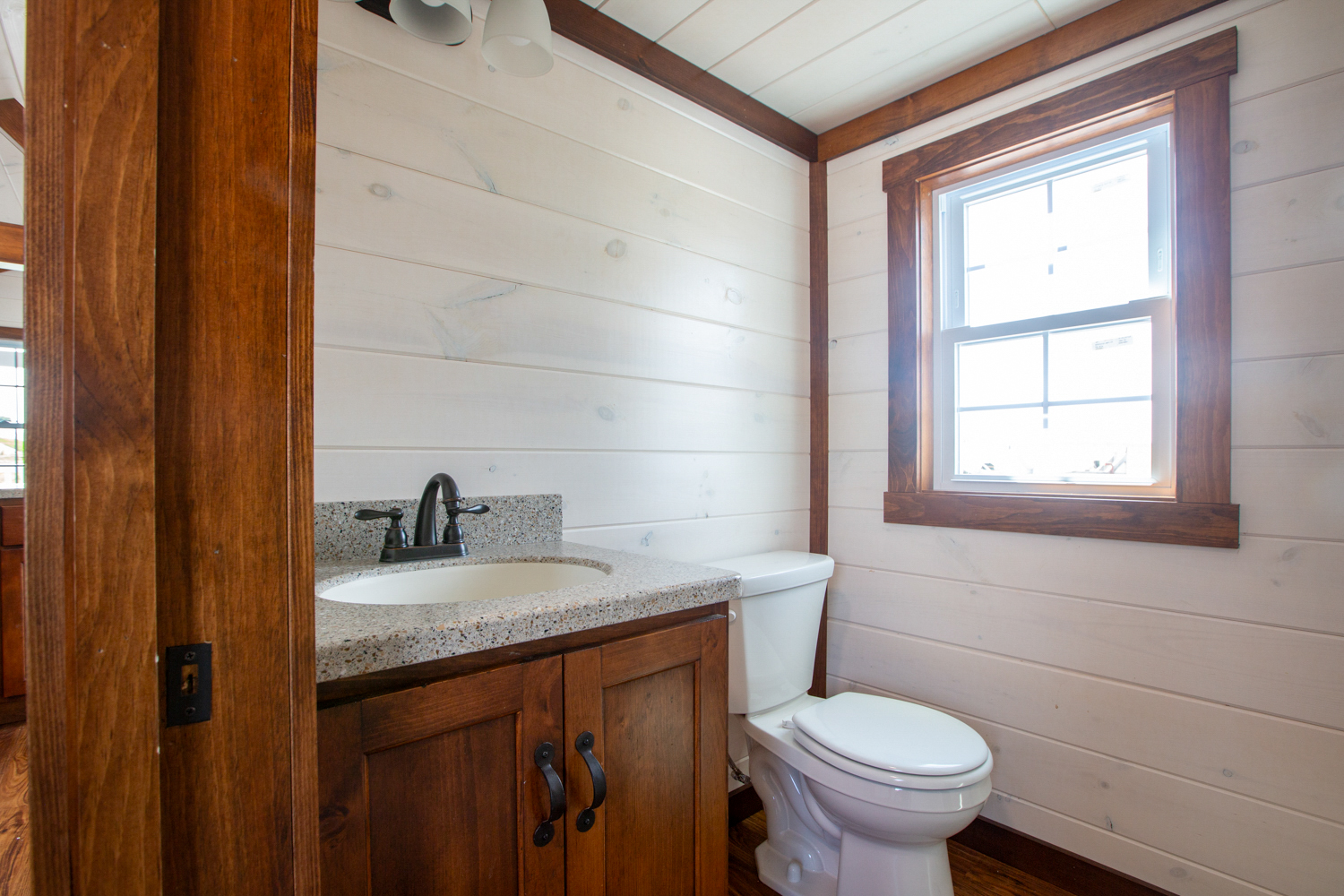 bathroom sink and toilet in park model