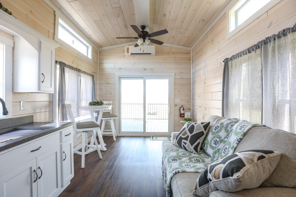 living and kitchen space in summit view park model
